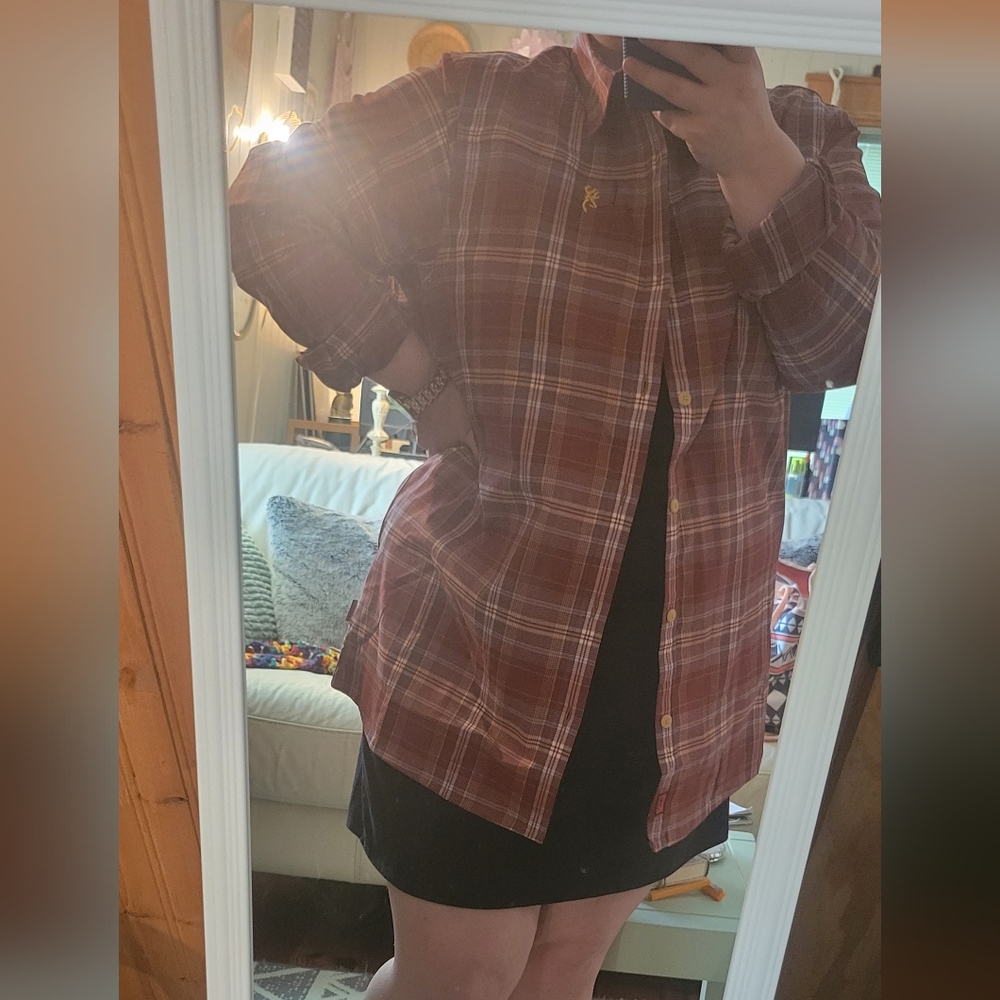 Men's XL Browning plaid button down shirt jacket